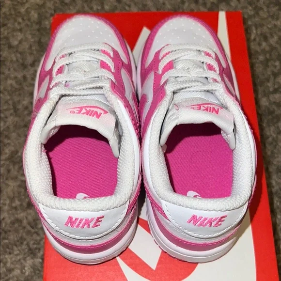 Nike Kids Dunk Low Pink/White Shoes - Picture 4 of 4